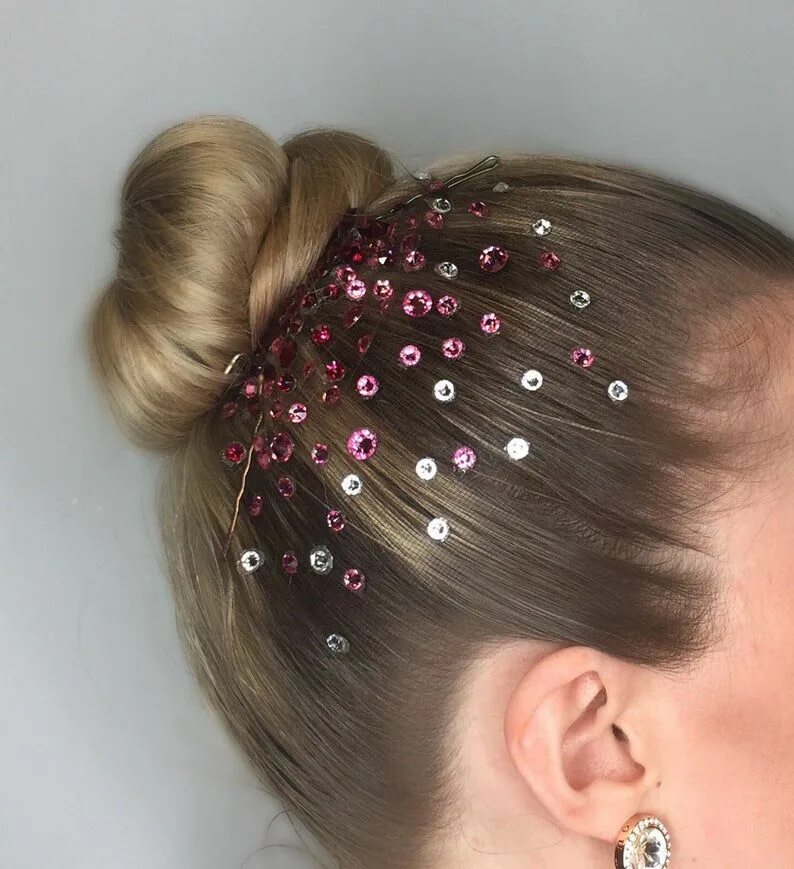 Прическа для художественной гимнастики на короткие волосы The Stella Burst Swarovski Crystal Ballroom Hairpiece Etsy Cabelo competição, Pe