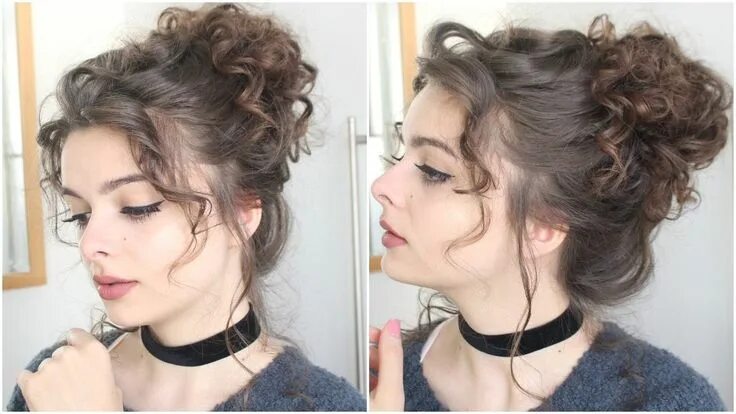 Прическа для кудрявых волос женская длинные Giant Messy Curly Bun Tutorial Messy curly hair, Bun hairstyles, Long hair style