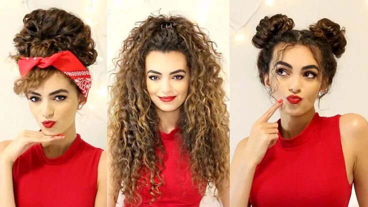 Прическа для кудрявых волос женская длинные CURLY Hairstyles For A SEMI-BAD Hair Day! ItsRimi - YouTube Curly hair styles, C