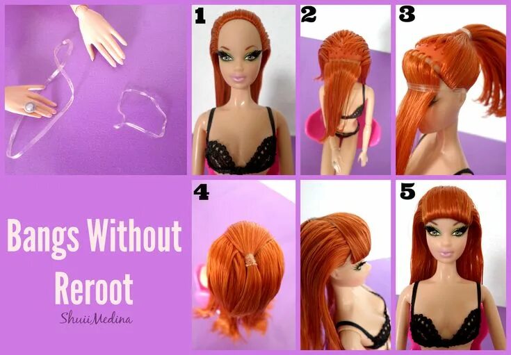 Прическа для куклы с короткими волосами How To Make a Bangs Without Reroot Your Doll Fix doll hair, Barbie hairstyle, Do