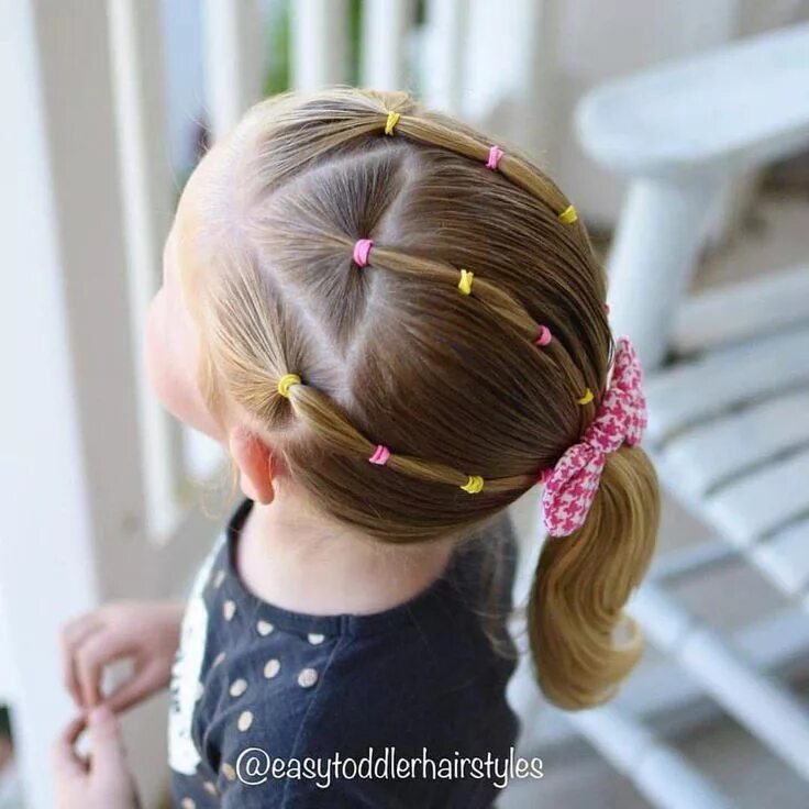 Прическа для маленькой девочки на короткие волосы Airy Easy Neat Summer Toddler Ponytail in Bow for Short Straight Hair #Summerhai