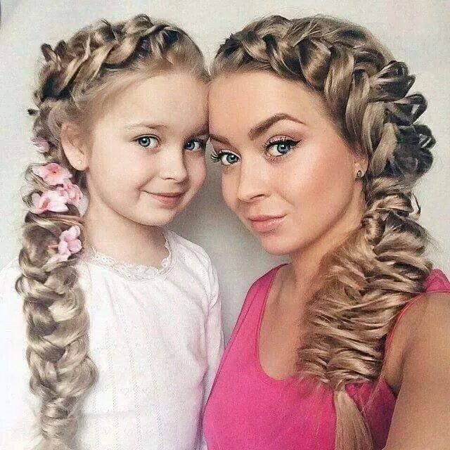 Прическа для мамы фото CUTE DAUGHTER AND MOMMY COMBO 2 Wedding guest hairstyles, Hair styles, Long shin