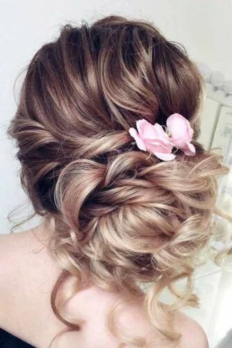 Прическа для подружки на средние волосы Amazing Styles with Hair Flowers for Beautiful Girls Wedding hairstyles, Loose u