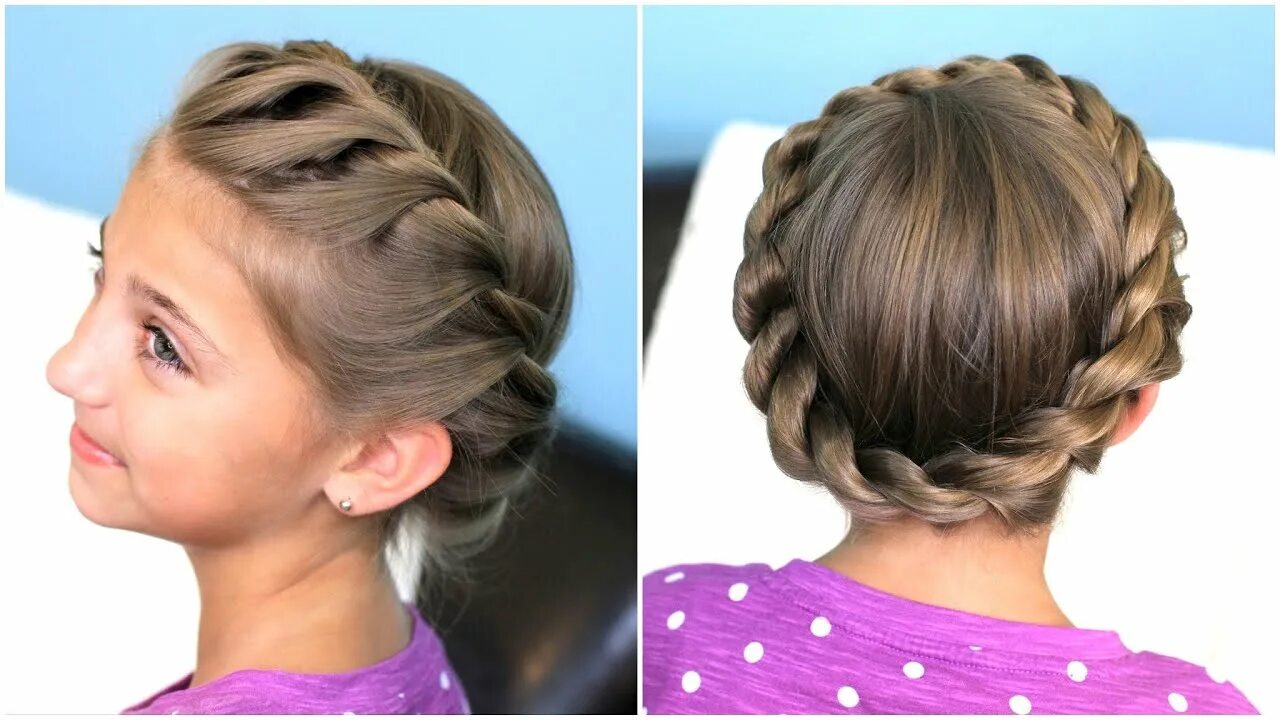 Прическа для школы 14 лет девочке How to create a Crown Twist Braid Updo Hairstyles - YouTube