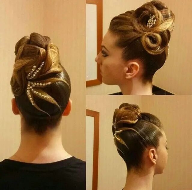 Прическа для танцев Ballroom Standard Hair Танцевальные прически, Идеи причесок, Прическа для конкур