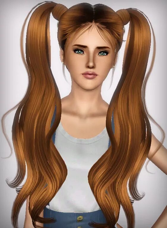 Прическа два хвоста на длинные волосы NewSea`s Miku andSkySims 59 hairstyles retextured by Forever and Always for Sims