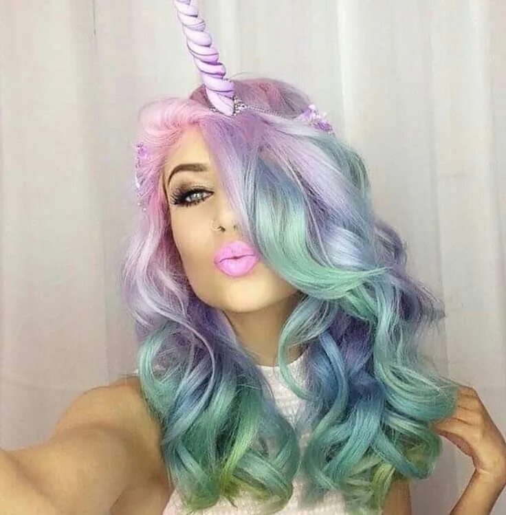 Прическа единорога для девочки Pin by Kat Staxx on Unicorns Mermaids Rainbows Pastel hair, Rainbow hair, Dyed h