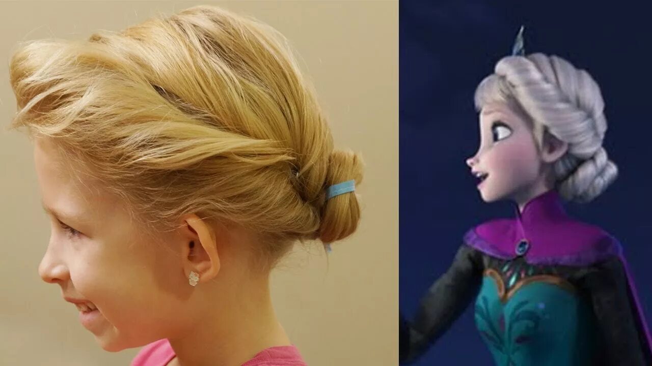 Прическа эльзы для девочки Disney's Frozen Hair Tutorial // Elsa's Coronation inspired hair // Princess hai