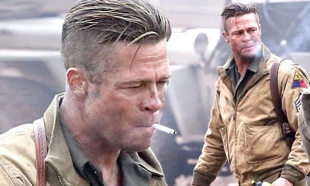 Прическа фильм фото Pin on Brad pitt fury haircut