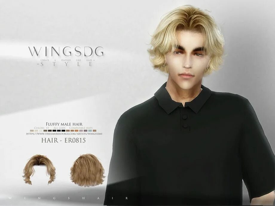 Прическа fluffy The Sims Resource - Fluffy male hair - ER0815 Sims 4 hair male, Sims hair, Mens 