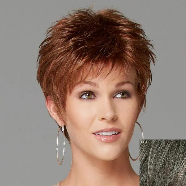 Прическа гаврош фото для женщин 50 Spiffy Short Side Bang Fashion Shaggy Wavy Capless Human Hair Wig For Women Wig 