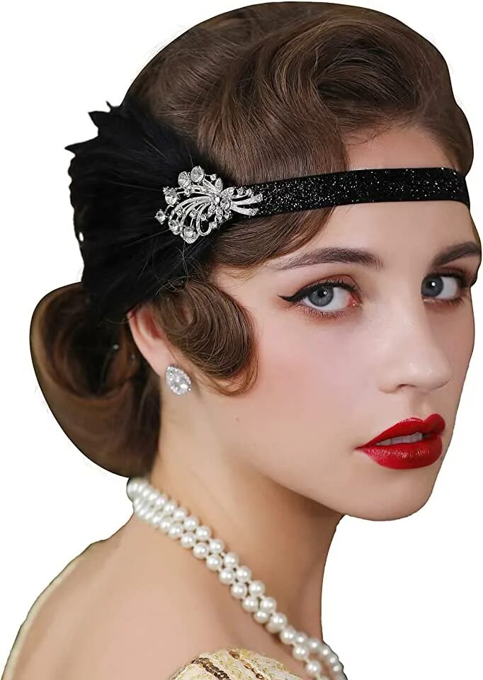 Прическа гэтсби на длинные Amazon.com: 1920s Headband With Feather