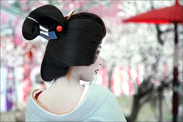 Прическа гейши фото U M E S H I Z U Japanese hairstyle traditional, Traditional hairstyle, Hair styl