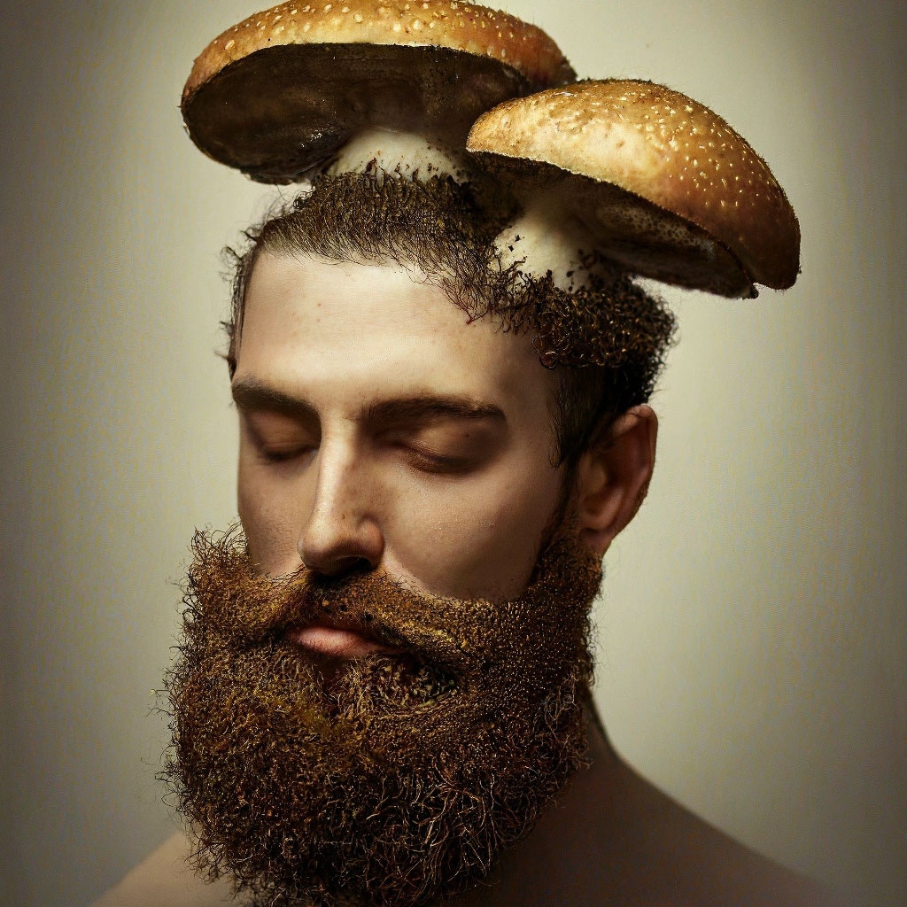 Прическа гриб мужская "A guy with a mushroom hairstyle (a ." - image created in Shedevrum