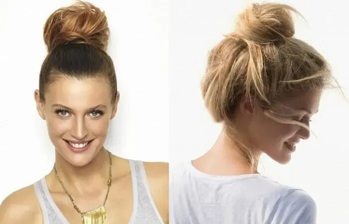 Прическа гулька на голове женская Careless bun - hairstyle options in the photo - Armonissimo