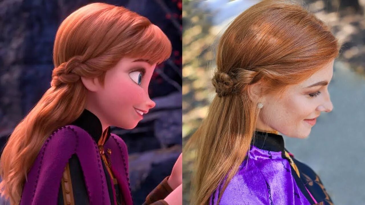 Прическа холодная Anna’s Frozen 2 Double Braid-Back Hairstyle Tutorial - YouTube