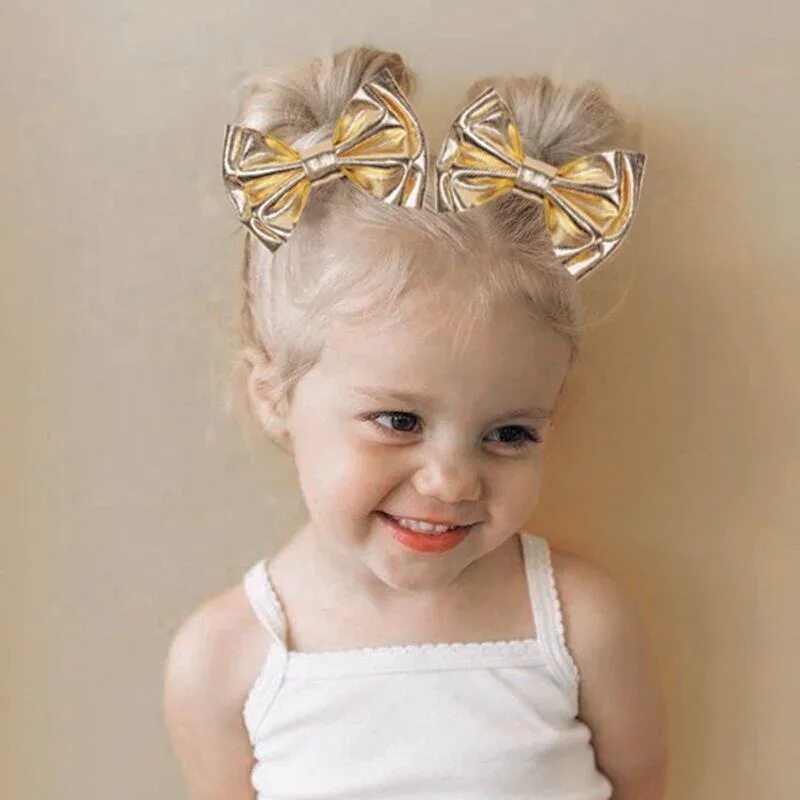 Прическа хулиганки для девочки Vintage Gold Hair Bows Set Hair Clips For Girl 2019 New Arrival Dropshipping Kid