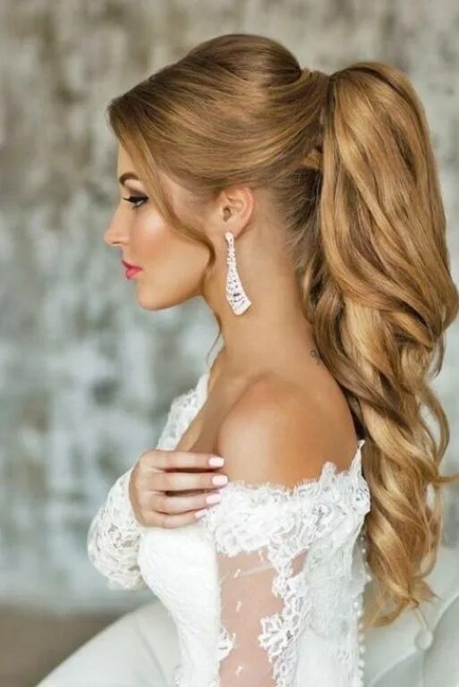 Прическа хвост на средние волосы на свадьбу Med Tech. Запись со стены. Long hair wedding styles, Hair accessories bun, Long 