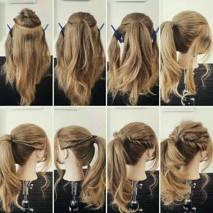 Прическа хвост на средние волосы пошагово Pin by It'sAurora on Hair style Long hair styles, Hair styles, Curly girl hairst