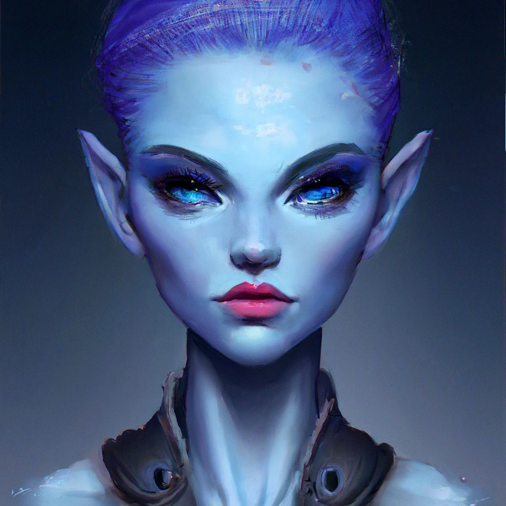 Прическа инопланетянки для девочки "An alien girl with blue skin, a ." - image created in Shedevrum