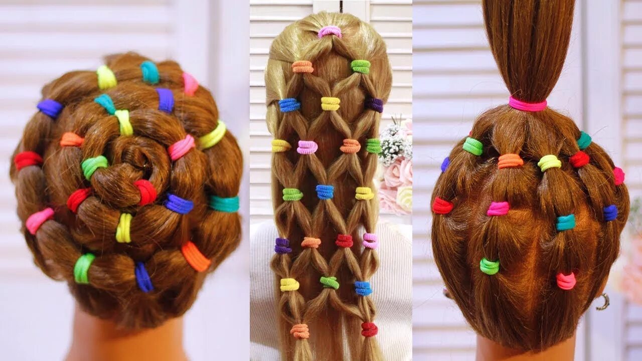 Прическа из резиночек на короткие Топ 5 Простые и Легкие Прически на Резинках. Top 5 Hairstyles Tutorial Compilati