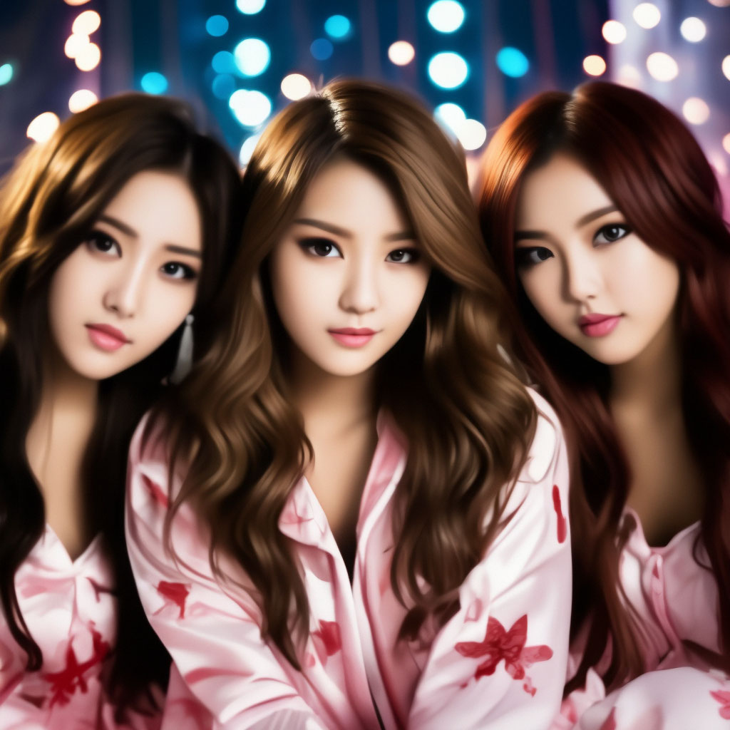 Прическа к поп для девочек "K-pop, pajama party, k-pop, girls, ." - image created in Shedevrum