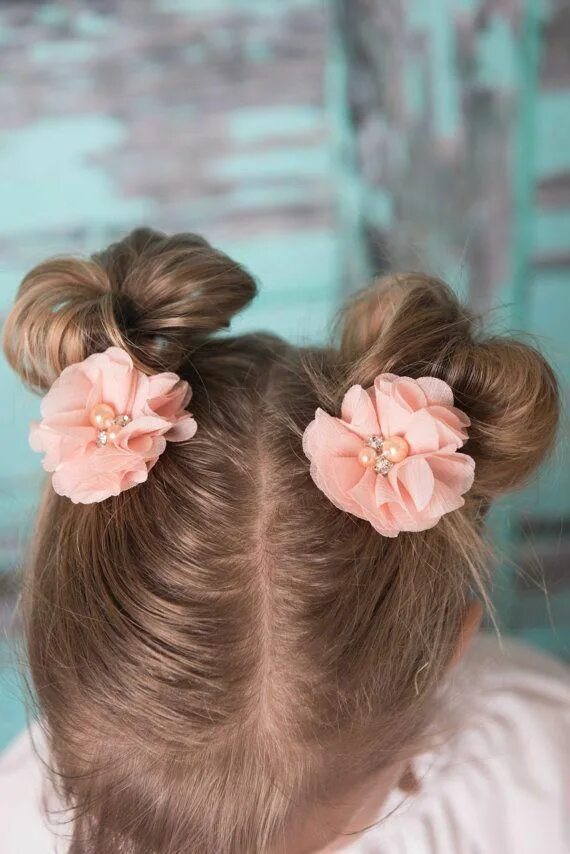 Прическа калачики для девочек Peach Hair Clips 2 Clips Chiffon Flower Clip Piggy Tail - Etsy Peach hair, Baby 