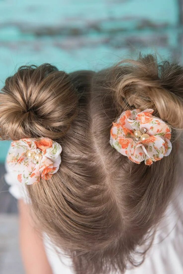 Прическа калачики для девочек Chiffon with pearl Flower clip Grab Bag - 5 clips Little girl hairstyles, Cute p