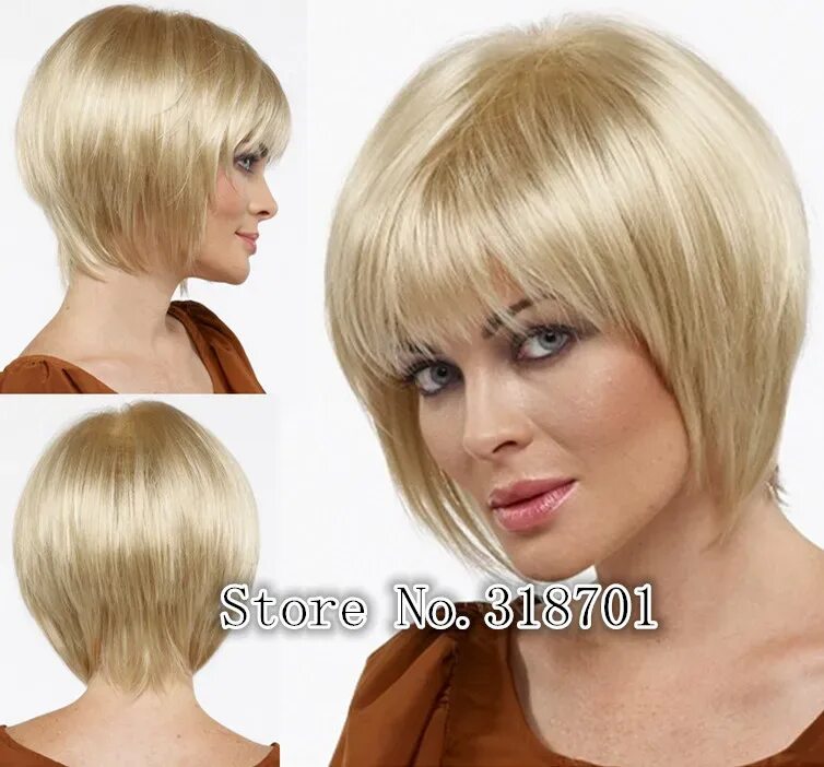 Прическа каприз фото 2015 New style Light Blonde Short Strahht Women Female Lady Hair wig free shippi