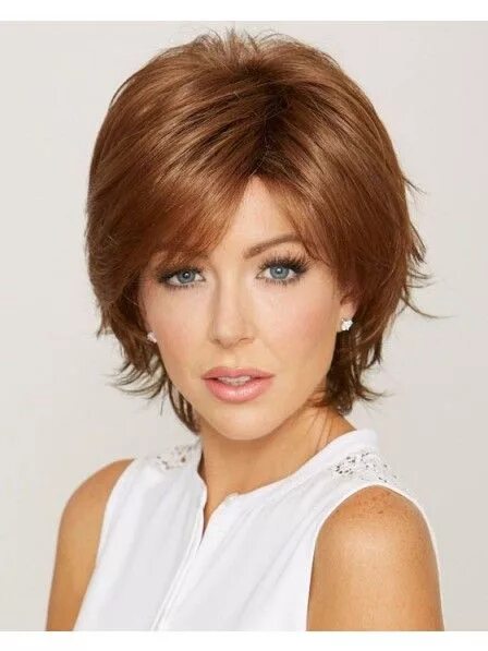 Прическа каприз на средние волосы фото Chin Length Synthetic Capless Wig with Layers Wig hairstyles, Remy human hair wi