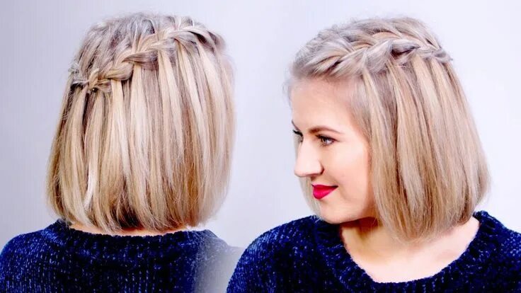 Прическа каре фото косы HOW TO: Waterfall Braid Crown Hairstyle For Short Hair Milabu Cool braid hairsty