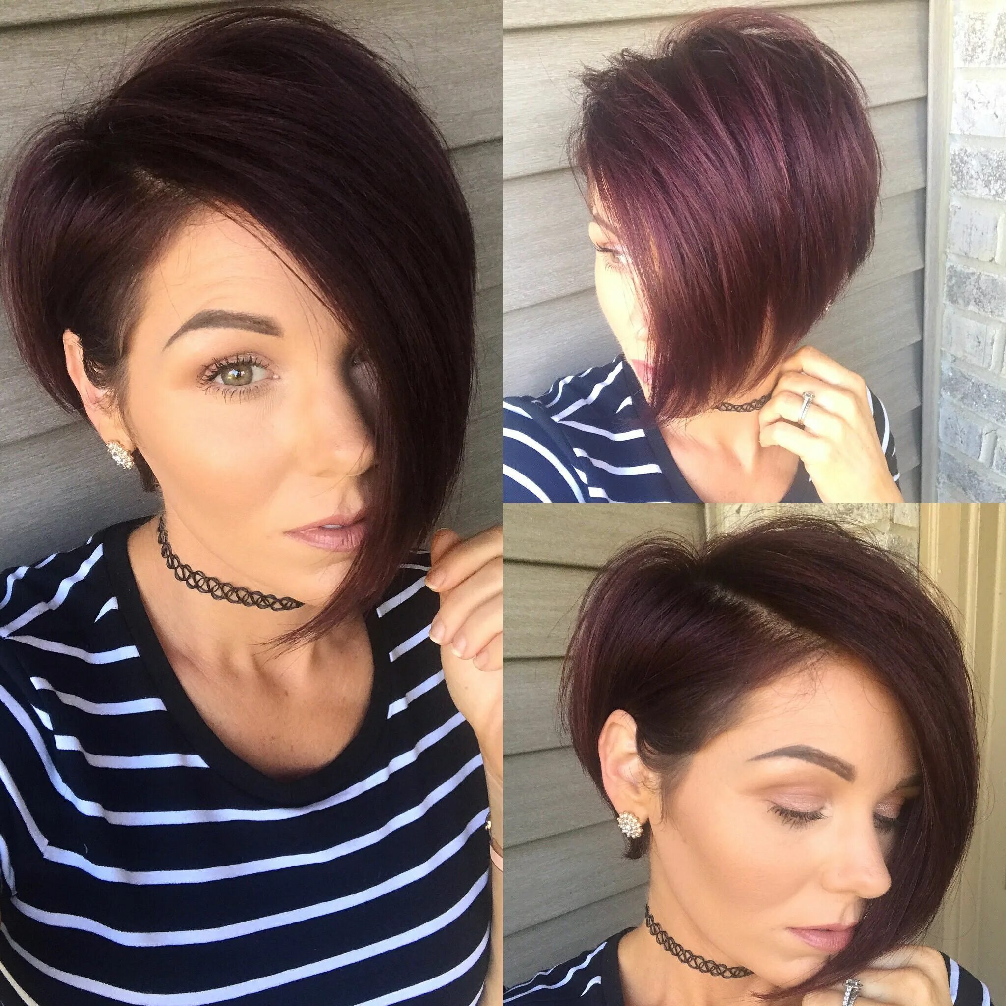 Прическа каре одна сторона длиннее #shorthair #nothingbutpixies #asymmetrical #bob #pixie #violethair Choppy bob ha