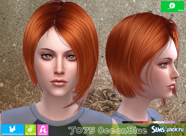 Прическа каре перевод на английский Скачать каре Hairstyle J075 OceanBlue от Newsea для Симс 4