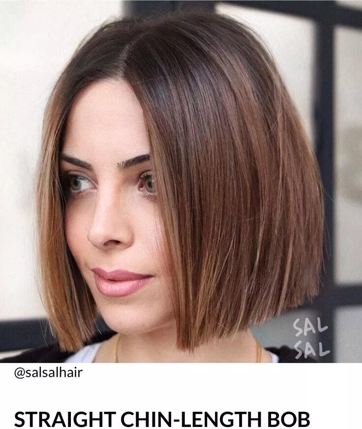 Прическа каре прямое без челки фото Brown highlights, bob, one legnth Short straight hair, Straight bob hairstyles, 