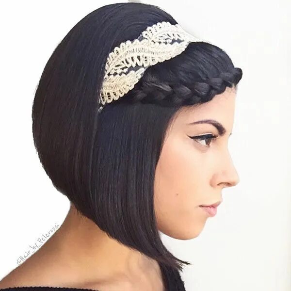 Прическа каре с ободком Headband-Style Amazing Braids for Short Hair Short wedding hair, Headband hairst