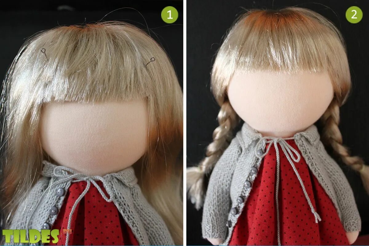 Прическа каре у текстильный куклы How to Sew Clothes for Interior Dolls