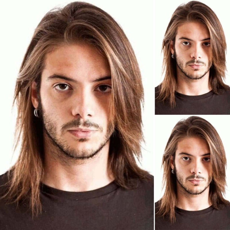 Прическа каскад мужская на длинные волосы Adult Men Handsome Layered Short Hair Wig Natural Full Wigs Cosplay Party Prop. 