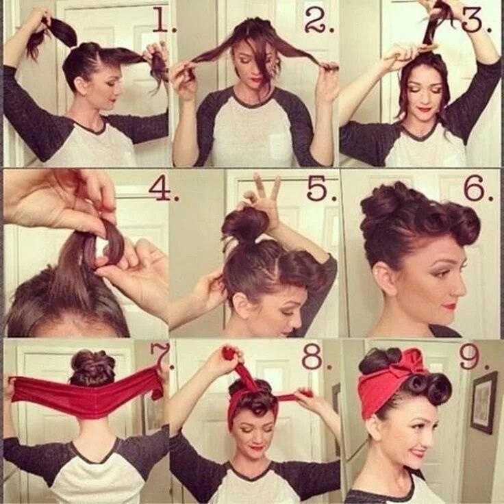 Прическа кассиру какую можно сделать Top 10 Bandana Hairstyles + Tutorials Pinup hair bandana, Rockabilly hair, Diy h