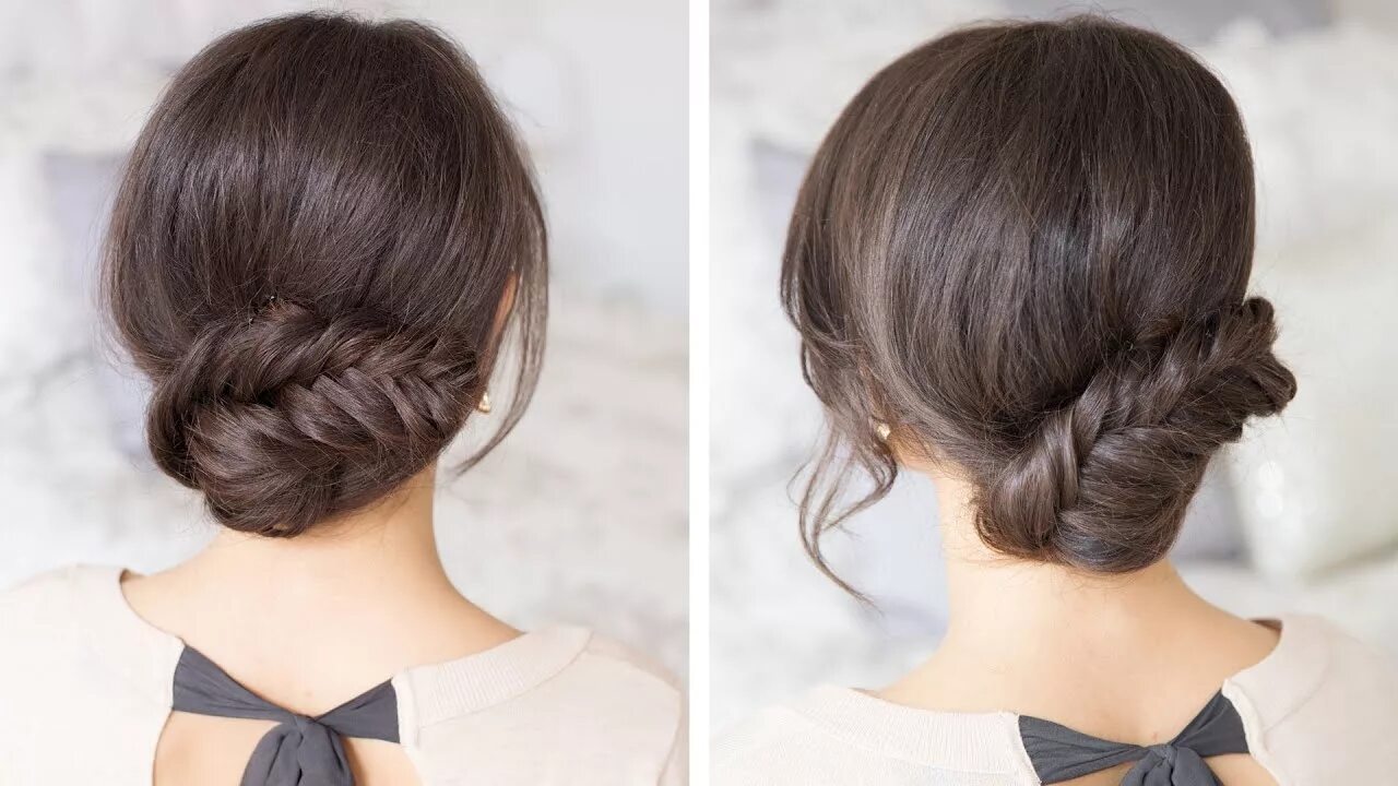 Прическа каждый день для женщин Fishtail Updo - YouTube