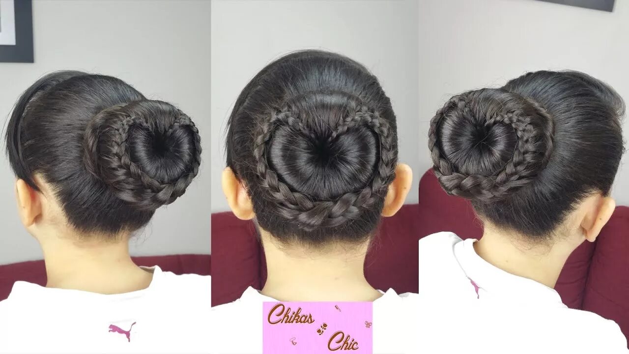 Прическа кичка для девочек Braided Heart Bun!! - Braided Love bun!! Valentine's Day Hairstyles Chikas Chic 