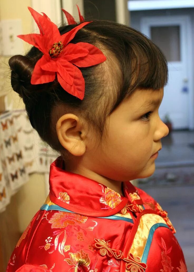 Прическа китаянки для девочки Traditional Chinese child hairstyle Chinese hairstyle, Kids hairstyles, New year