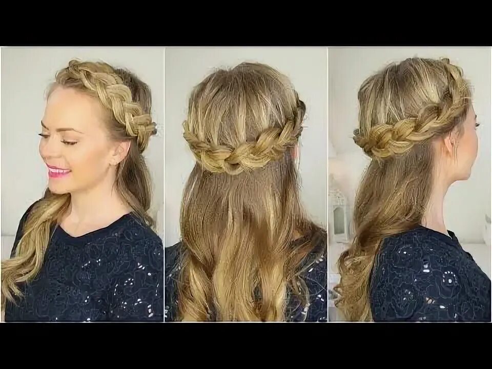 Прическа корона как сделать Half Up Crown Braid Braided crown hairstyles, Crown hairstyles, Half crown braid