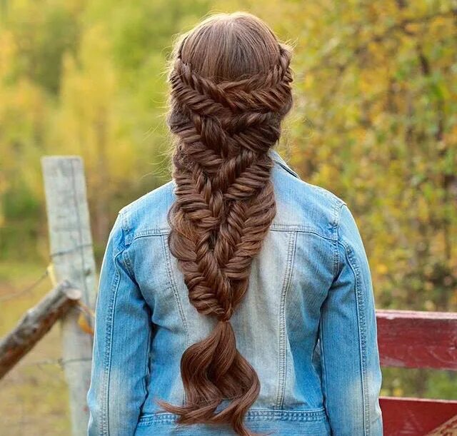 Прическа коса длинные волосы фото Pin on tangles Fishtail braid hairstyles, Fish tail braid, Braids