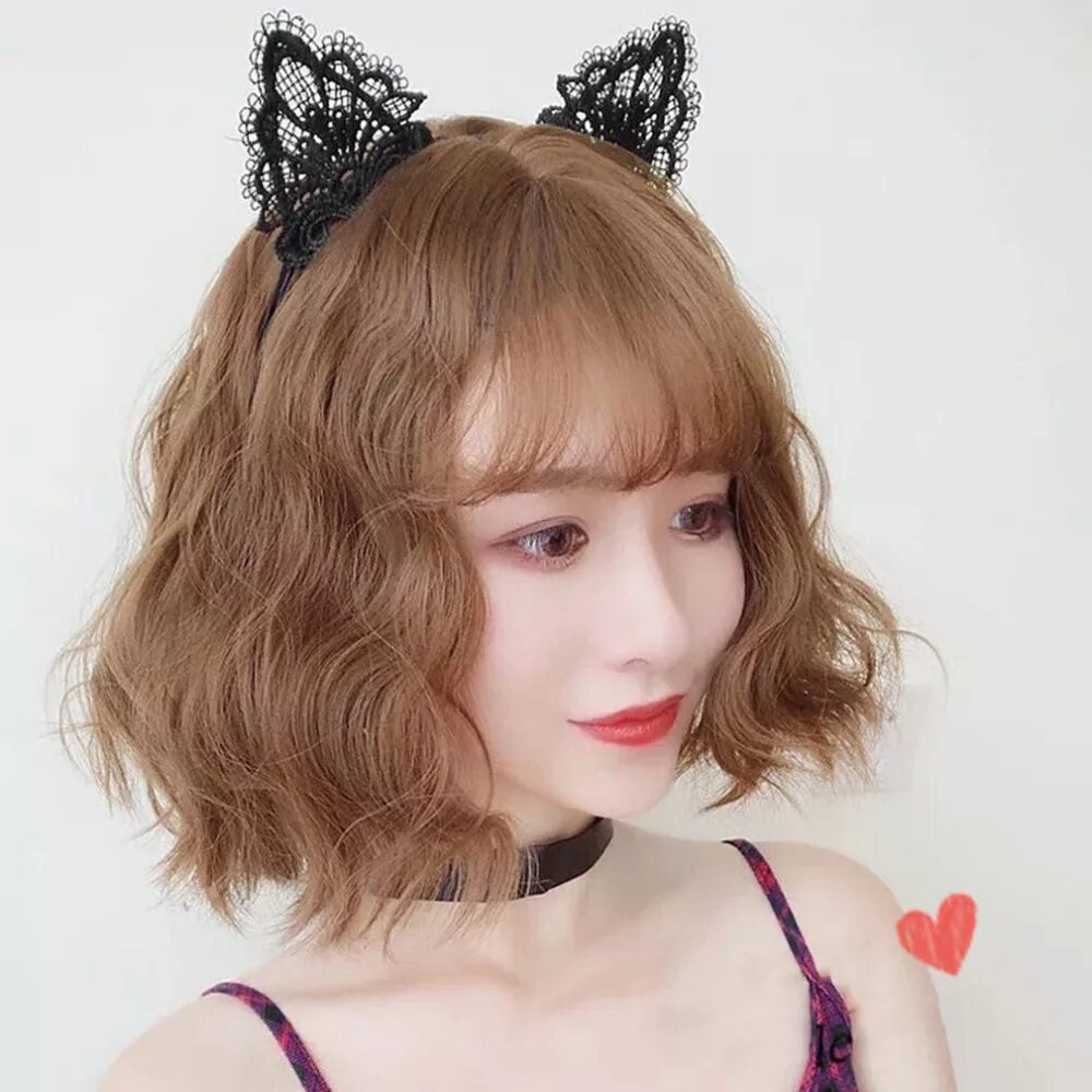 Прическа кошачьи ушки для девочки Women's Sexy Lace Cat Ears Headband Party Hair Band headdress Christmas party Co