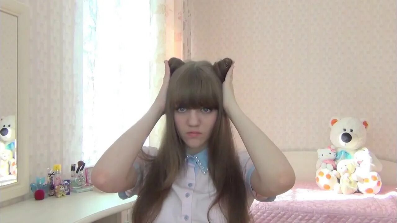 Прическа кошачьи ушки для девочки Прическа Кошачьи Ушки / Cat Ears Gyaru Hairstyle / 猫 耳 ヘ ア ス タ イ ル - YouTube