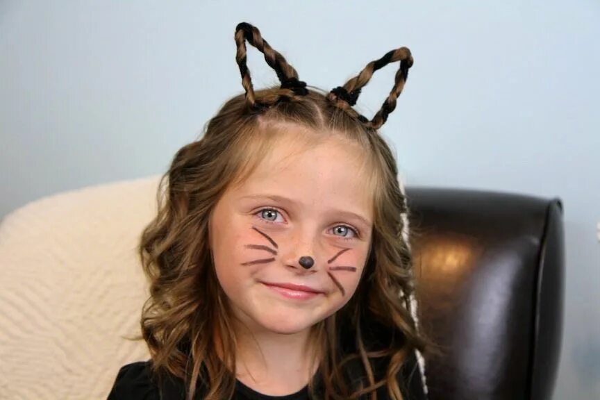 Прическа кошка для девочек Braided Kitty Cat Ears Halloween Hairstyles - Cute Girls Hairstyles Cute girls h