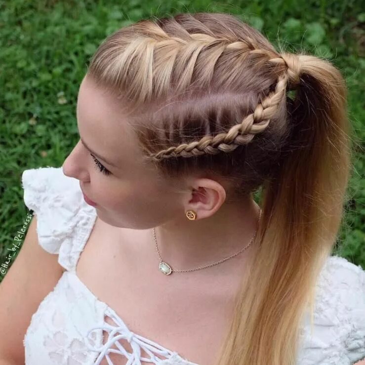 Прическа косы на средние волосы девочке Braided Ponytail Hairstyles 40 Cute Ponytails with Braids French braid hairstyle