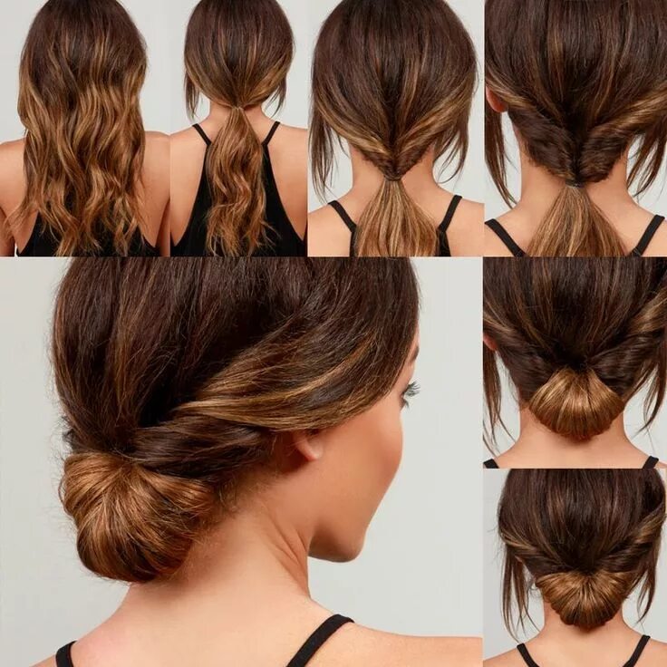 Прическа легкая на средние волосы женские How To Do The Easiest Chignon Bun Hairstyle - Lulus.com Fashion Blog Hair tutori