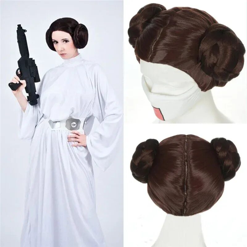 Прическа леи как сделать High Quality Short Brown Princess Leia Organa Wig Star Wars Leia With Two Buns S