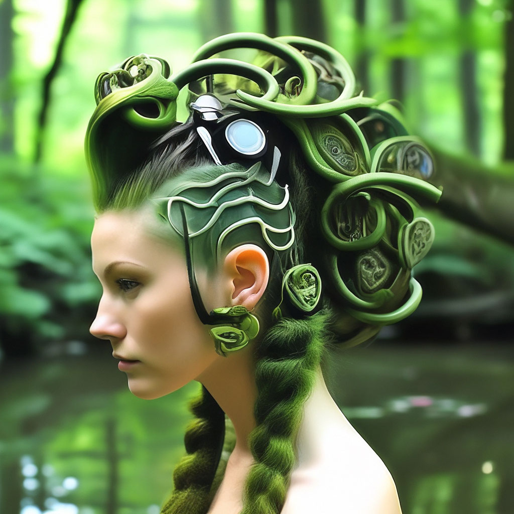 Прическа лес "Hairstyle "lake in the forest"" - image created in Shedevrum